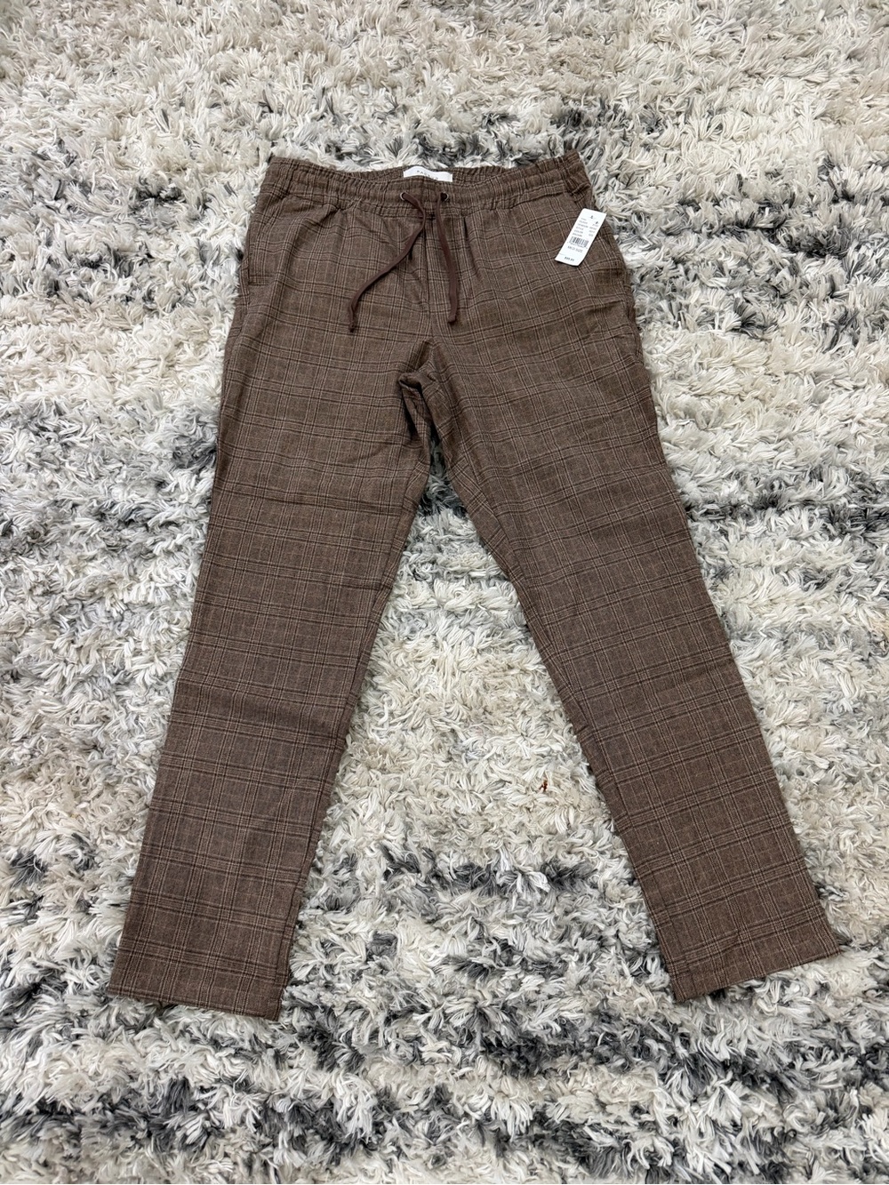 Pacsun Men's Brown Plaid Drawstring Pants size medium New